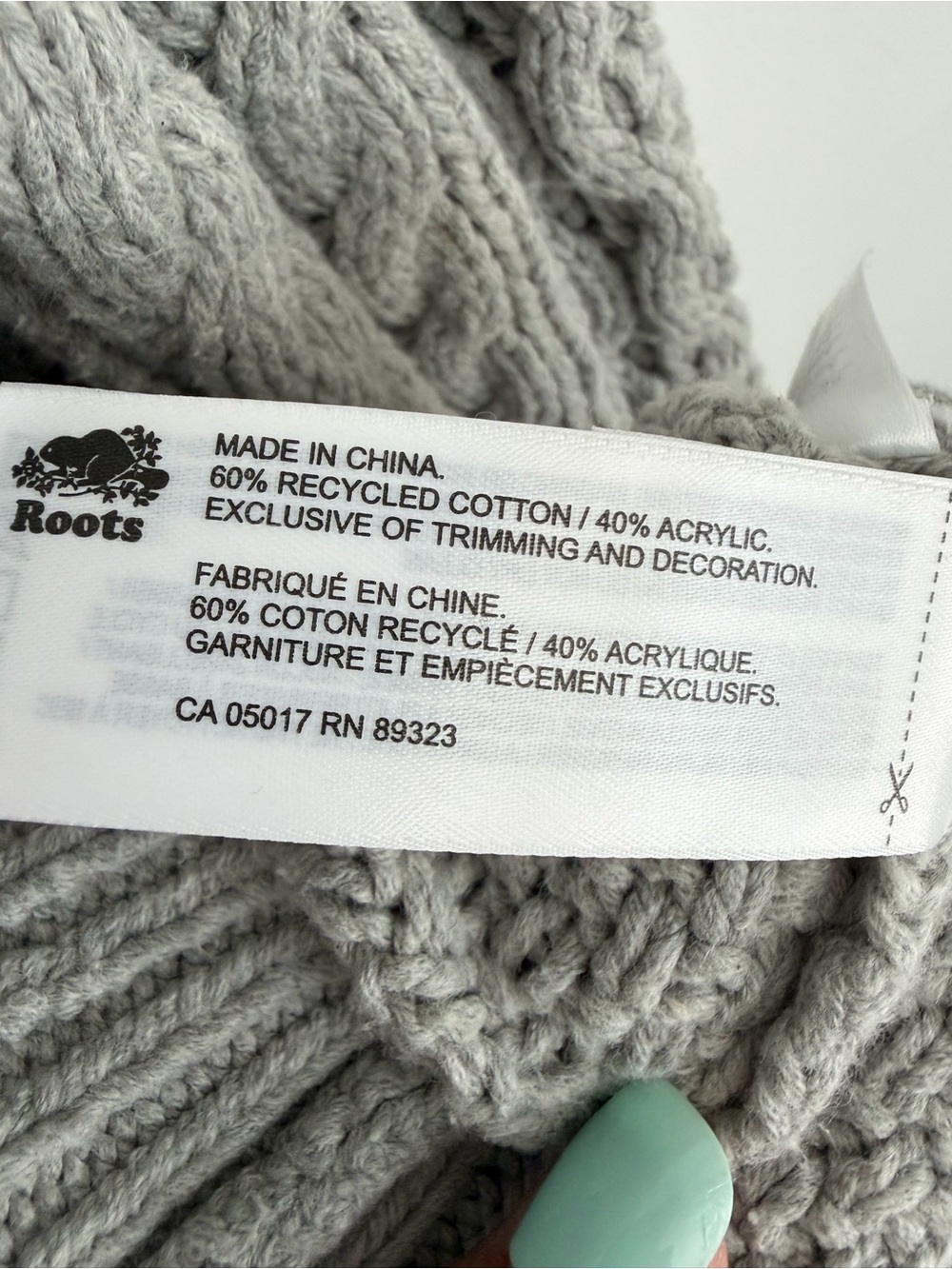 Roots Grey Cotton Blend Fisherman Cable Knit Sweater Academia - Picture 5 of 5